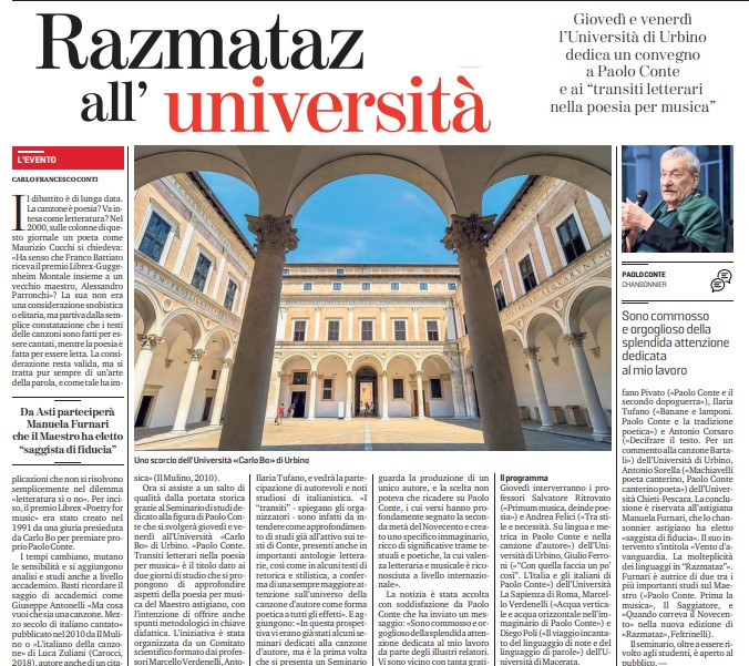 Manuela Furnari Università di Urbino La Convegno su Paolo Conte La Stampa