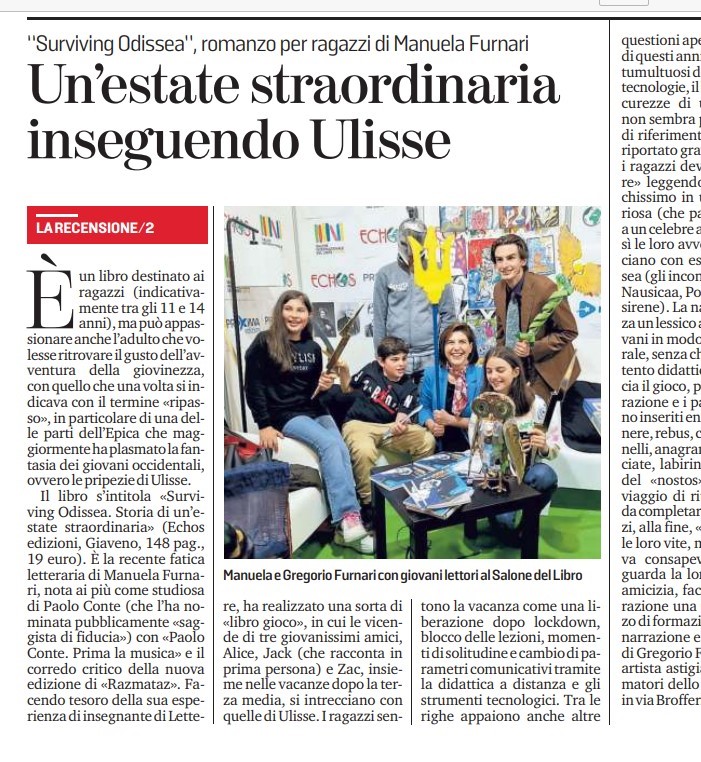 La Stampa 21 giugno 2023 recensione del libro Surviving Odissea. Storia di un'estate straordinaria di Manuela Furnari