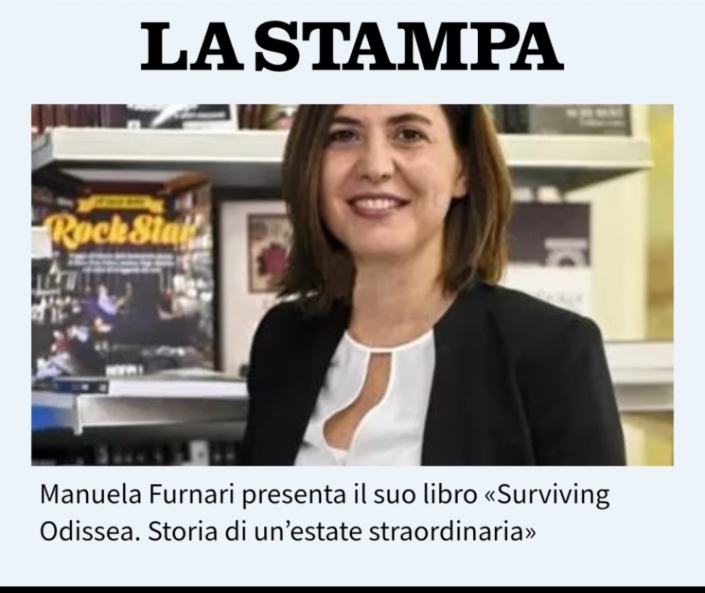 La Stampa Manuela Furnari scrittrice presenta il libro Surviving Odissea al Salone del Libro di Torino