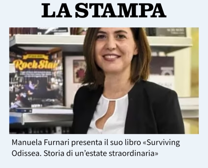 La Stampa Manuela Furnari scrittrice presenta il libro Surviving Odissea al Salone del Libro di Torino