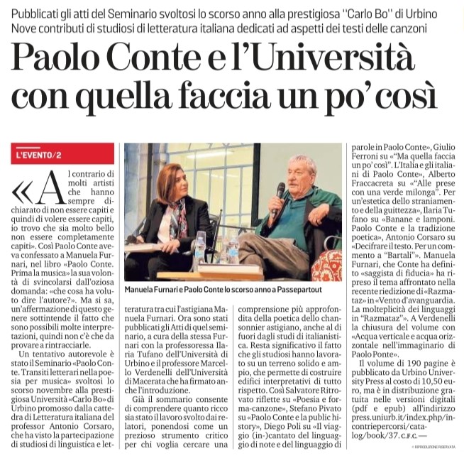 Manuela Furnari Paolo Conte Atti recensione La Stampa